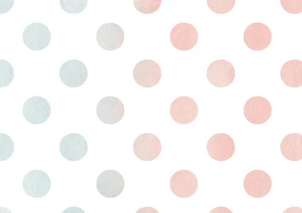 Watercolor circles in pink and blue color isolated over white.