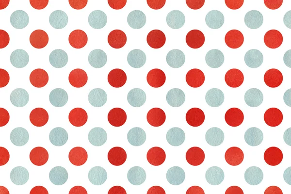 Watercolor red and blue polka dot background.
