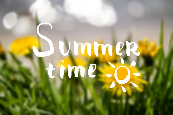 Summer time lettering with blur background.