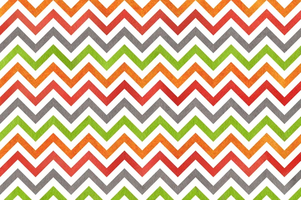 Watercolor orange, green, red and grey stripes background, chevron.