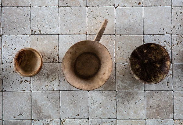 Empty old hand-made bowls for beauty or kitchen concept