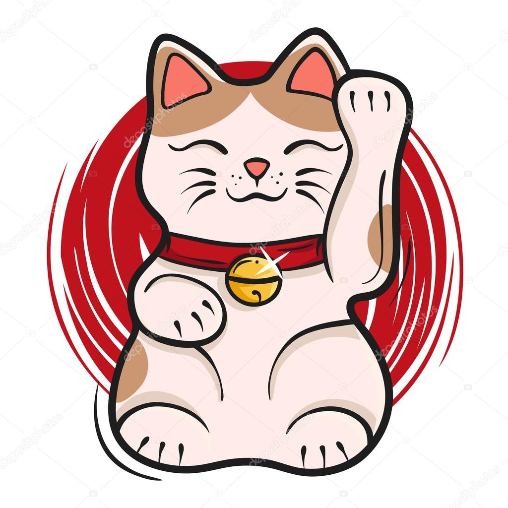 Illustration vectorielle de maneki neko. Fortune de chat porte-bonheur