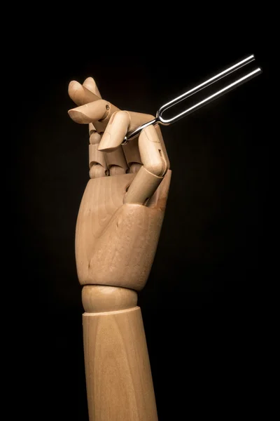 Hand sets the tone with a tuning fork