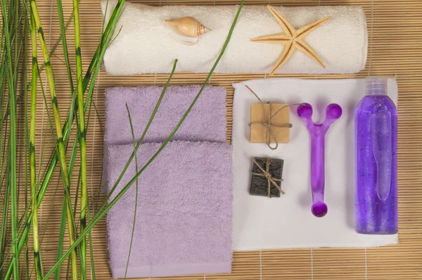 Kit body care, accessories for Spa on a bamboo Mat