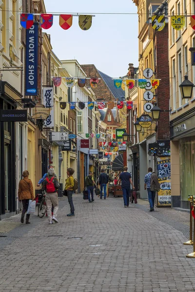 Pedestrian street in the downtown of Utrecht