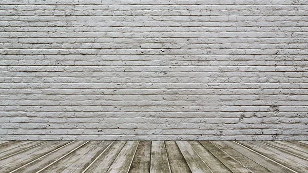 White Brick Wall and Wood Floor Background