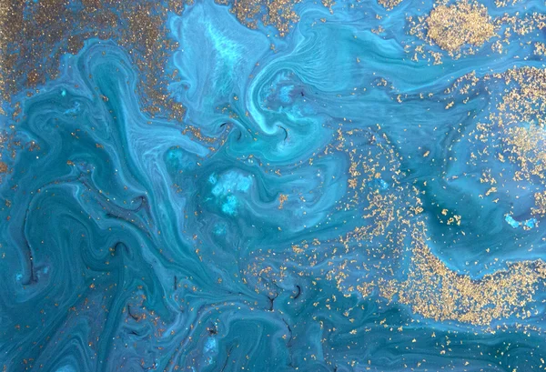 Blue marbling texture. Creative background with abstract oil painted waves, handmade surface. Liquid paint