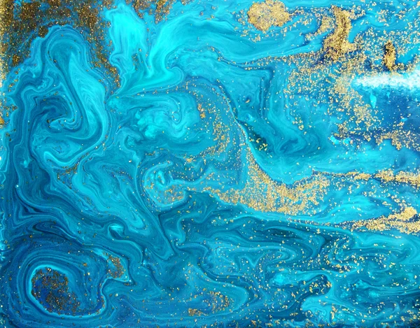 Blue marbling texture. Creative background with abstract oil painted waves, handmade surface. Liquid paint