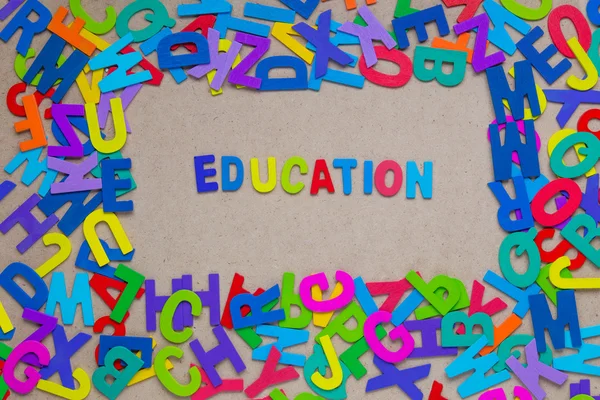 Word education formed by colorful alphabets
