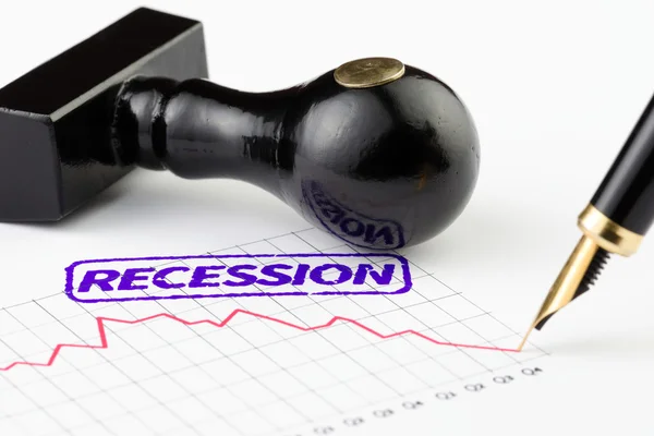 Close up of recession stamp and graph