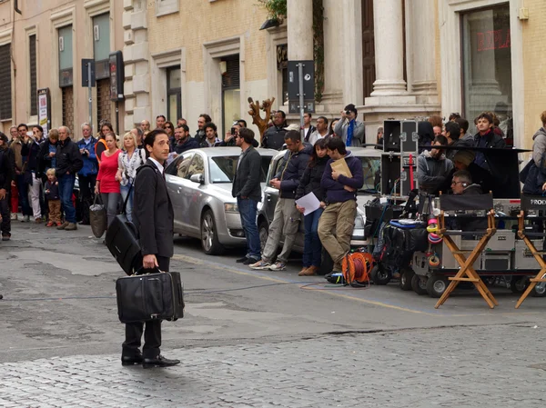 Adrien Brody filming The Third Person, in Rome