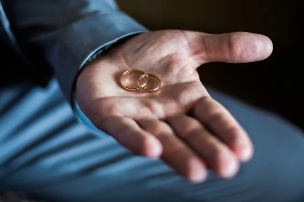 Wedding ring shop on man's hand