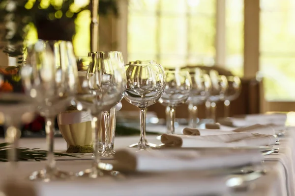 Serving table prepared for event party or wedding. Soft focus, s