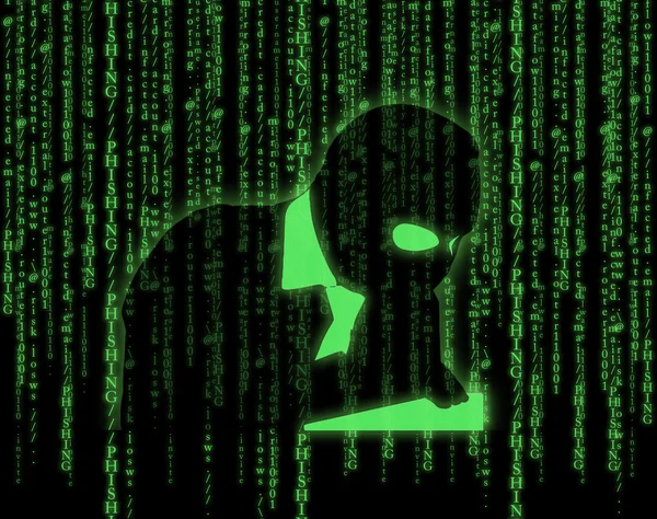 Illustration with computer hacker silhouette of hooded man