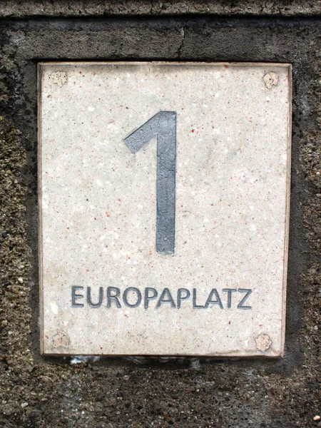 Address label of Europaplatz 1 in Munich, Germany