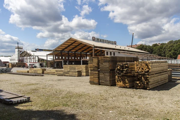 Buildup of the Oktoberfest tents at Theresienwiese in Munich, 2015