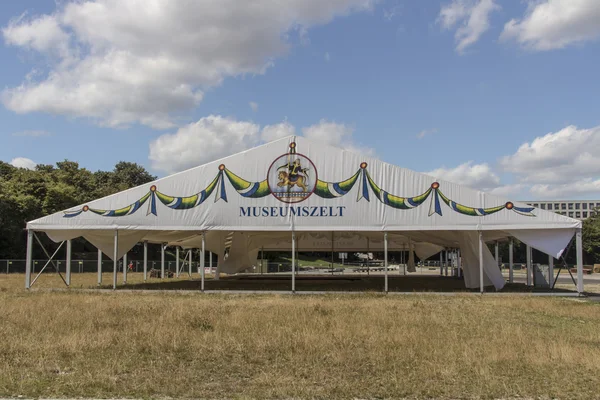 Buildup of the Oktoberfest tents at Theresienwiese in Munich, 2015