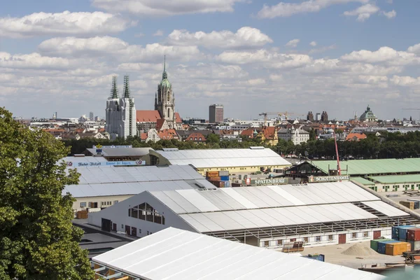 Buildup of the Oktoberfest tents at Theresienwiese in Munich, 2015
