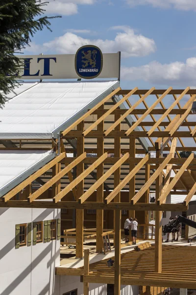 Buildup of the Oktoberfest tents at Theresienwiese in Munich, 2015