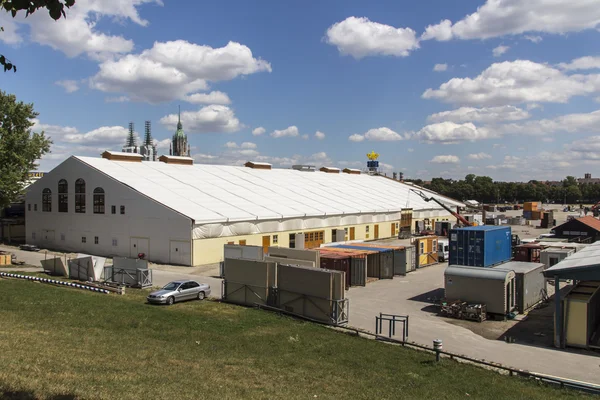 Buildup of the Oktoberfest tents at Theresienwiese in Munich, 2015