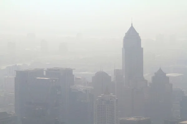 Low visibility caused by pollution problem in urban area, Bangkok, THAILAND.