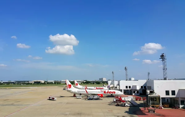 BANGKOK, THAILAND - NOVEMBER01, 2015: Boeing 737-900 Thai Lion Air parked at Don Mueang International Airport in Bangkok, Thailand. Thai Lion Airways is low cost airline in Thailand.