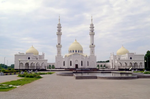 White Mosque in Tatarstan Bulgar muslim regious building with blue sky and clouds