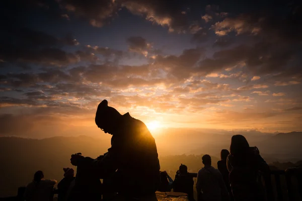 Waiting for sunrise at the mountain