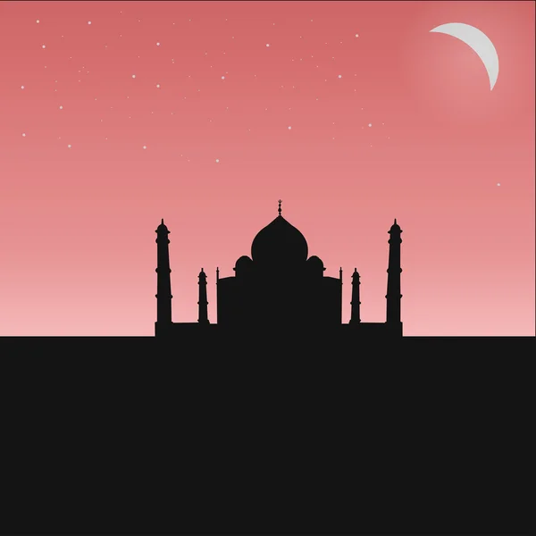 Black silhouette of an Indian temple