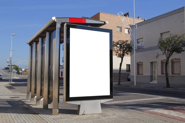 Blank billboard in a bus stop