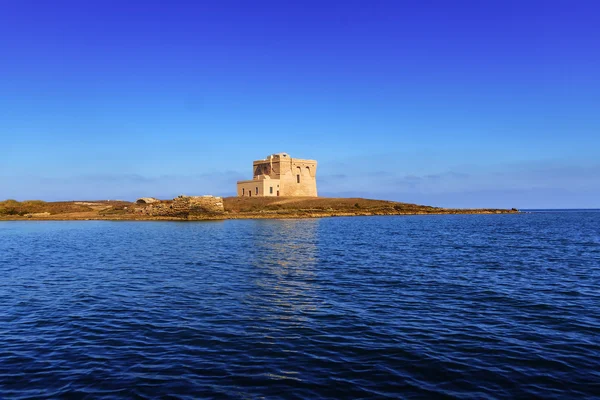 Summer seascape: a nature reserve of Torre Guaceto.BRINDISI (Apulia)-ITALY-Mediterranean maquis: a nature sanctuary between the land and the sea.