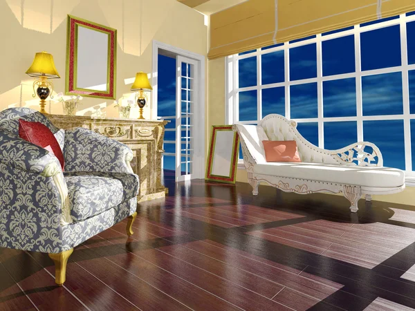 Classic living room interior decoration in daylight