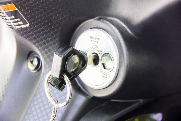 Motorbike Key in Ignition Keyhole