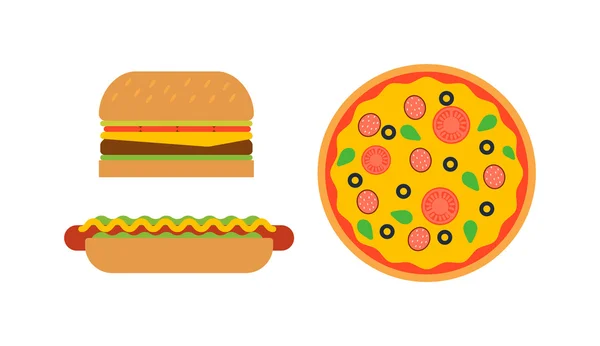 Hamburger and pizza fast food vector.