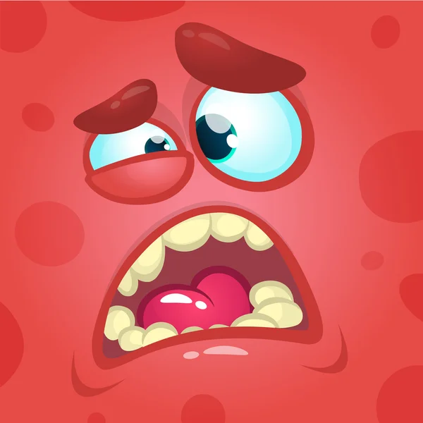 Cartoon screaming monster face. Vector Halloween red angry monster avatar