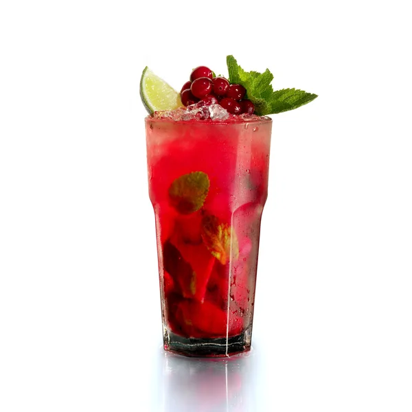 Mojito in a glass with cranberries