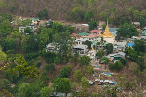 Golden pagodas is on Sagaing Hill, Myamar. View frm the top of this hill.