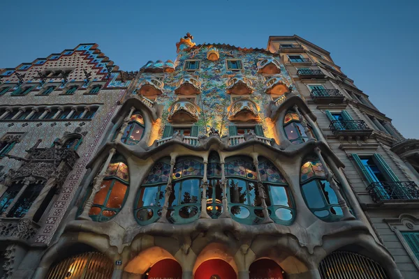 BARCELONA, SPAIN - MAY 10,2014: Gaudi project. The facade of the famous building Casa Battlo designed by Antonio Gaudi in Barcelona
