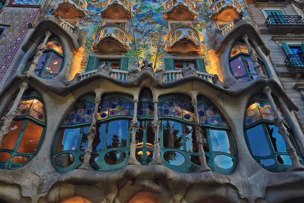 BARCELONA, SPAIN - MAY 10,2014: Gaudi project. The facade of the famous building Casa Battlo designed by Antonio Gaudi in Barcelona