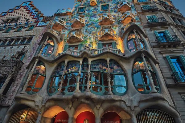 BARCELONA, SPAIN - MAY 10,2014: Gaudi project. The facade of the famous building Casa Battlo designed by Antonio Gaudi in Barselona