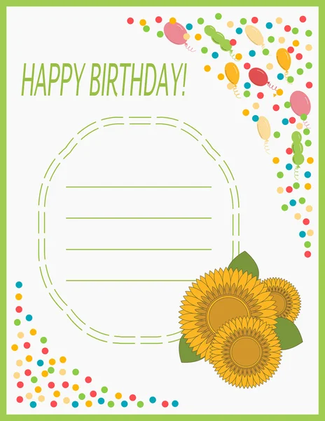 Greeting card Happy Birthday with flowers sunflower