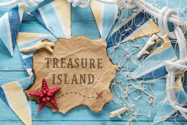 Title: Treasure Island on old paper