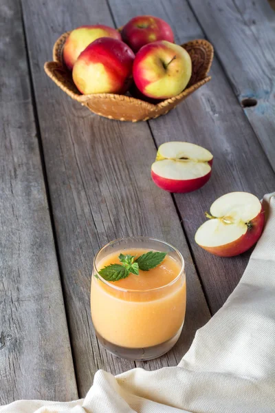 Glass of apple smoothie