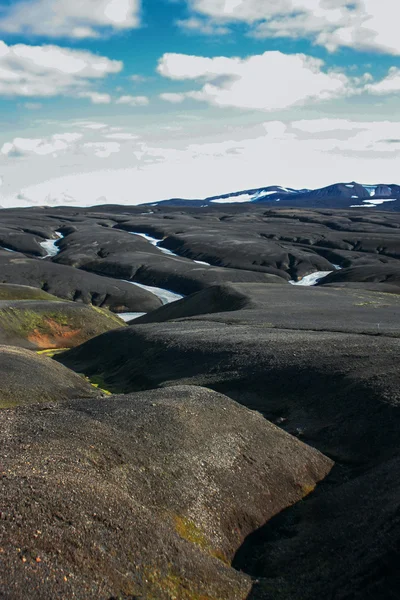 Landscape with moss in Iceland. Mountain and volcanic area