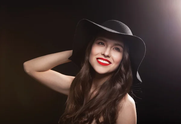 Beautiful sexy woman in stylish hat