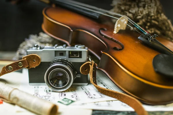 Violin, camera, nostalgia, old things, old film camera, camera, manual camera, music, music, cork