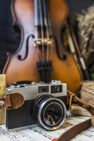 Violin, camera, nostalgia, old things, old film camera, camera, manual camera, music, music, cork