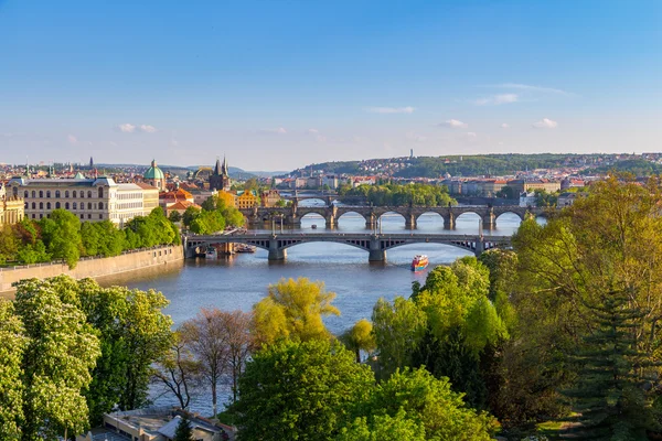 Scenic view of bridges on the Vltava river