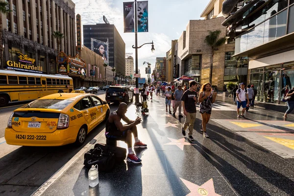 Views of the Walk of Fame and the Buildings at the Hollywood Boulevard