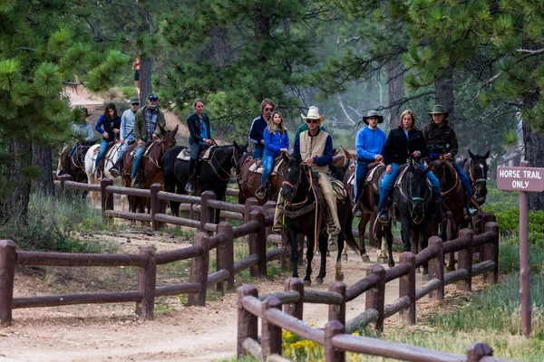 People riding on horses on the hiking trails in Bryce Canyon National Park